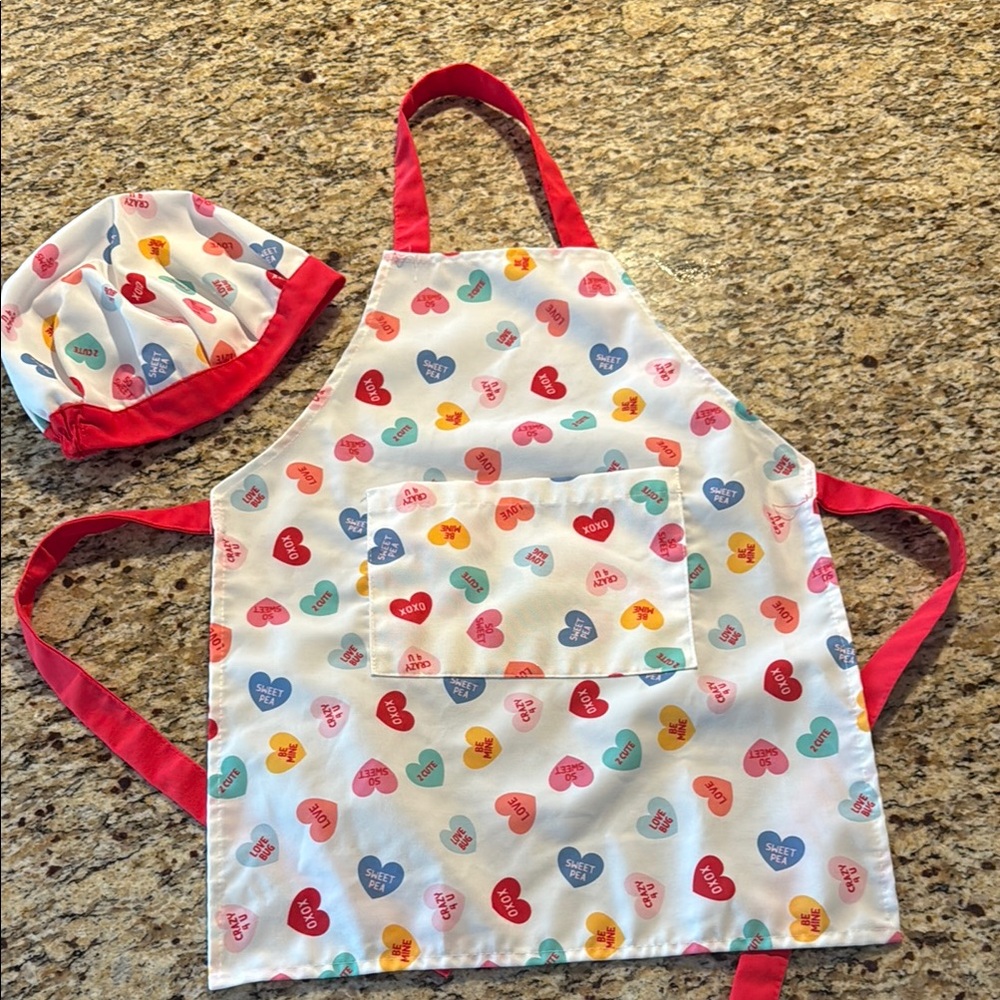 Heart Kids Apron and Chef Hat Set